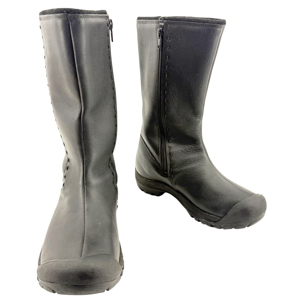 Keen Winthrop II Waterproof Leather Boots Women 7.5 Black Side Zip Hiking Gorp